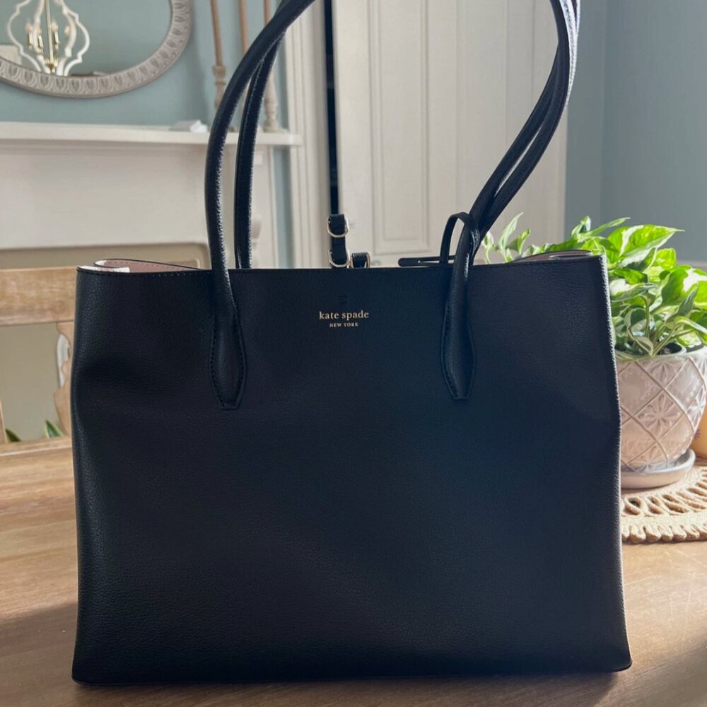 K Spade Black leather shoulder bag